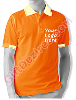 Designer Orange and Yellow Color Printed Logo T Shirts
